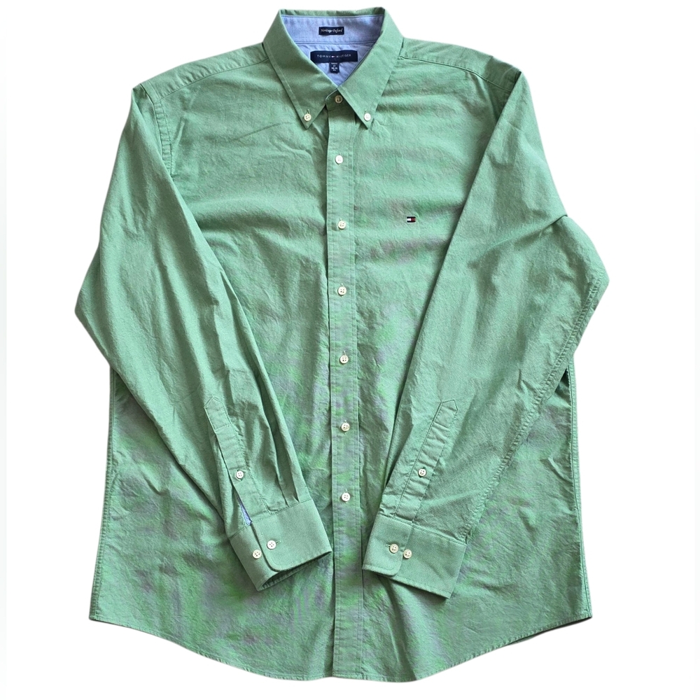 Tommy Hilfiger XL Heritage Oxford XL Green Luxury Button Down Shirt Extra Large
